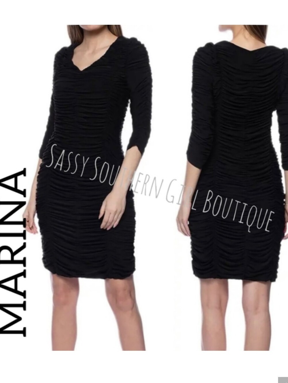 🆕⭐ Marina Black Ruched Dress